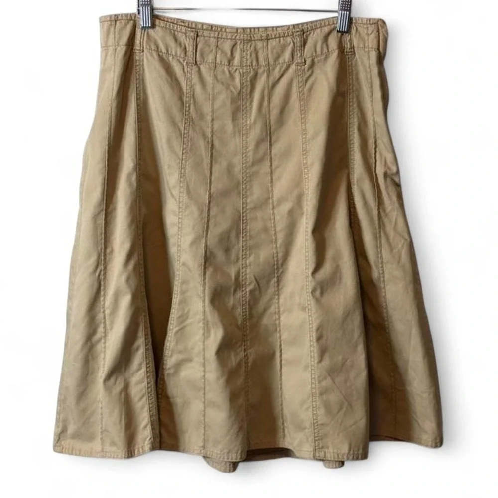 Vintage 90s/Y2K Faded Glory Khaki Paneled Midi Skirt, Women's Size‎ 16